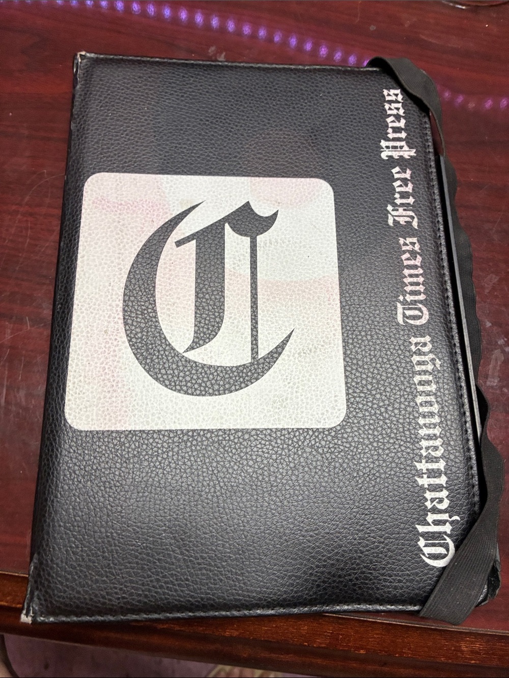 Black Leatherette Chattanooga Times iPad holder